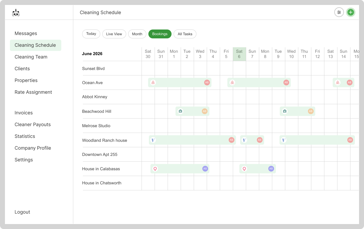 CleanerSync recurring schedule